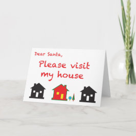 Tarjeta Festiva Querido Papá Noel Por Favor Visita Mi Casa