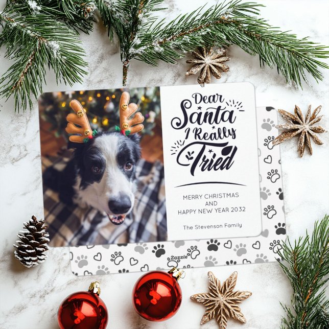 Tarjeta Festiva Querido Papá Noel probé la foto de un perro Navida (Subido por el creador)