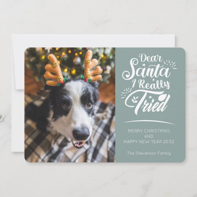 Tarjeta Festiva Querido Papá Noel probé la foto de un perro Navida (Anverso)