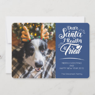 Tarjeta Festiva Querido Papá Noel probé la foto de un perro Navida