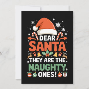 Tarjeta Festiva Querido Papá Noel, son los Navidades traviesos