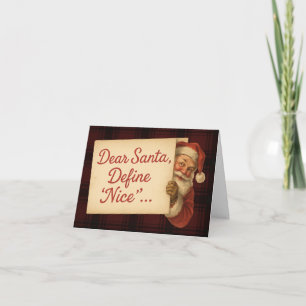 Tarjeta Festiva Querido Santa, Define “Bueno” Vintage Personalizad