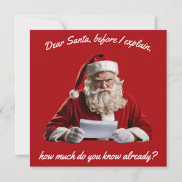 Tarjeta Festiva Querido Santa... Divertido Papá Noel, Fiesta de Na