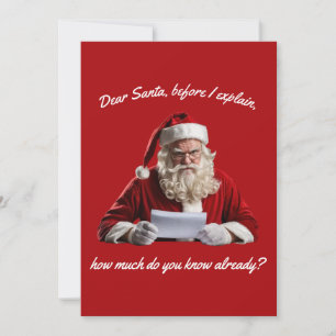 Tarjeta Festiva Querido Santa... Divertido Papá Noel, Fiesta de Na