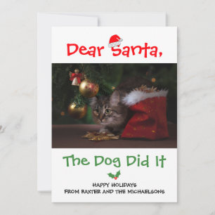 Tarjeta Festiva Querido Santa, El Perro Lo Hizo Foto Divertida de