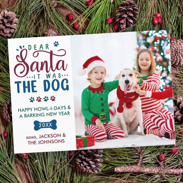 Tarjeta Festiva Querido Santa, fue el perro cómico de niños y foto (Subido por el creador)