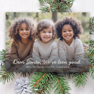 Tarjeta Festiva Querido Santa Hemos Sido Buenos Foto Familiar