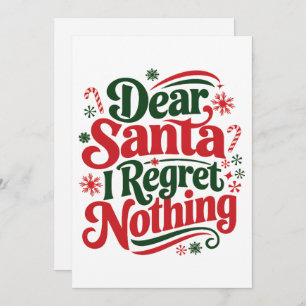 Tarjeta Festiva Querido Santa I, no lamento nada