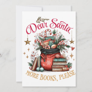 Tarjeta Festiva Querido Santa, Más Libros Por Favor 