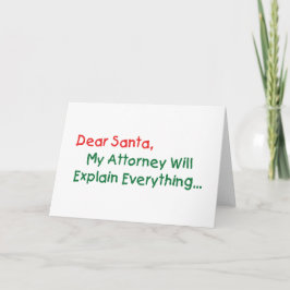 Tarjeta Festiva Querido Santa Mi Abogado Explicará - Divertida Nav