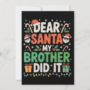 Tarjeta Festiva Querido Santa Mi Hermano Hizo Navidades Graciosos