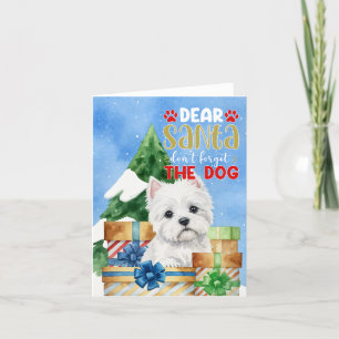 Tarjeta Festiva Querido Santa no te olvides del perro Westie