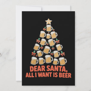 Tarjeta Festiva Querido Santa Todo Lo Que Quiero Es Cerveza Árbol