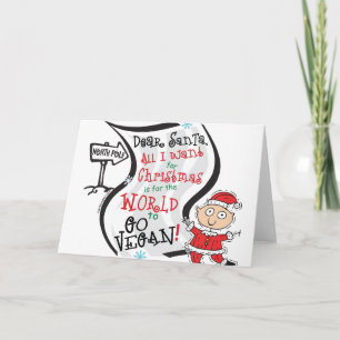Tarjeta Festiva Querido Santa Vegan Wish