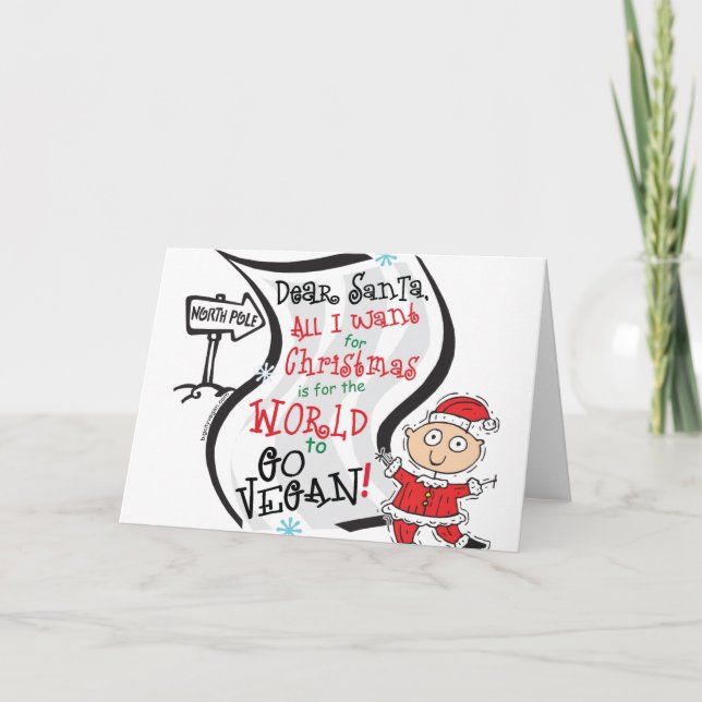 Tarjeta Festiva Querido Santa Vegan Wish (Anverso)
