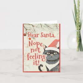 Tarjeta Festiva Queridos Navidades anti-gato negro de Santa Funny