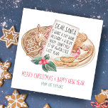 Tarjeta Festiva Queridos Navidades de la cuenta bancaria delgada d<br><div class="desc">Comparte algo de humor de las vacaciones con esta tarjeta de Navidades cuadrados que incluye una acuarela "Querido Santa" y un plato de galletas de pan de jengibre. La carta dice "Quiero una cuenta bancaria gorda y un cuerpo delgado... ¡no lo vuelvas a mezclar como el año pasado!" El saludo...</div>