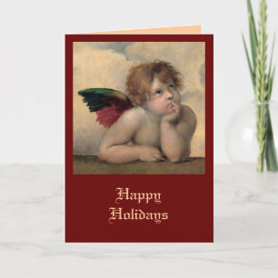 Tarjeta Festiva Querubín de la Madonna Sixtina por Rafael