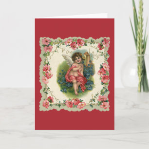 Tarjeta Festiva Querubín Victoriano del Día de San Valentín Antigu