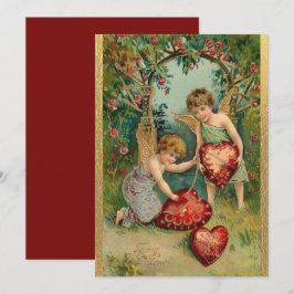 Tarjeta Festiva Querubines Vintage del Día de San Valentín Corazón