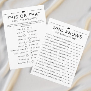 Tarjeta Festiva ¿Quién conoce mejor al graduado? Mejor juego de fi