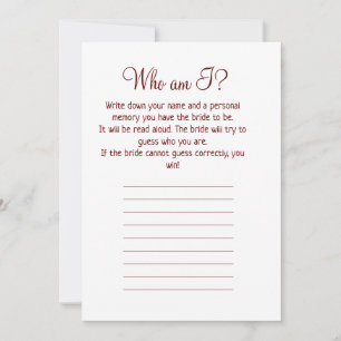Tarjeta Festiva quién soy yo juego sencillo para baby shower de no