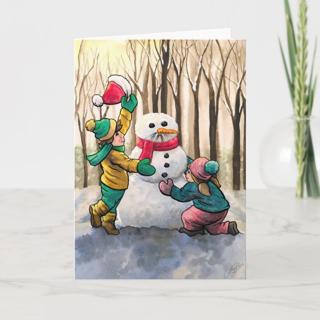 Tarjeta Festiva ¿Quieres construir un muñeco de nieve?Tarjeta de N (Anverso)