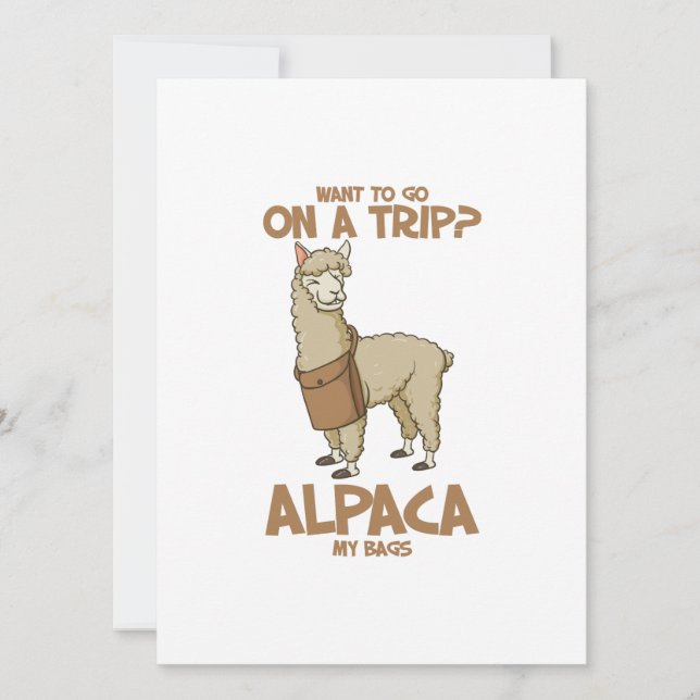 Tarjeta Festiva ¿Quieres Ir De Viaje? Alpaca My Bags Roadtrip Gift (Anverso)
