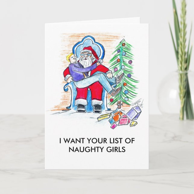 TARJETA FESTIVA QUIERO CHICAS NAUGHTY (Anverso)