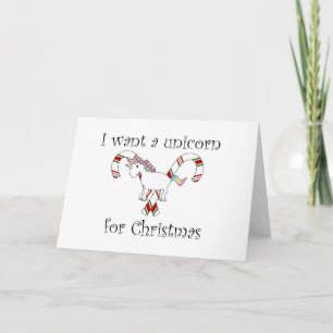 Tarjeta Festiva Quiero unicornio para navidades dulces