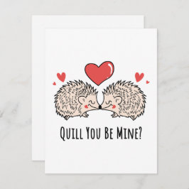 Tarjeta Festiva Quill You Be Mine: Hedgehog Love Couple Kiss