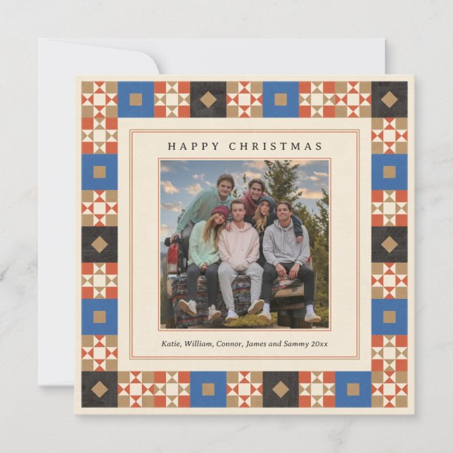 Tarjeta Festiva Quilted Frame Photo (Anverso)