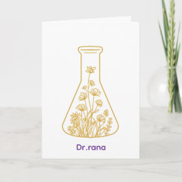 Tarjeta Festiva Química Moderna del Oro - Arte Floral en Matraz - 