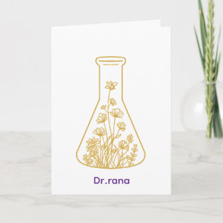 Tarjeta Festiva Química Moderna del Oro - Arte Floral en Matraz - 