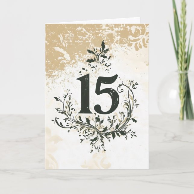 Tarjeta Festiva Quince Elegantes Oro Negro (Anverso)