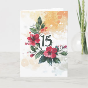 Tarjeta Festiva Quince Flores Numéricas