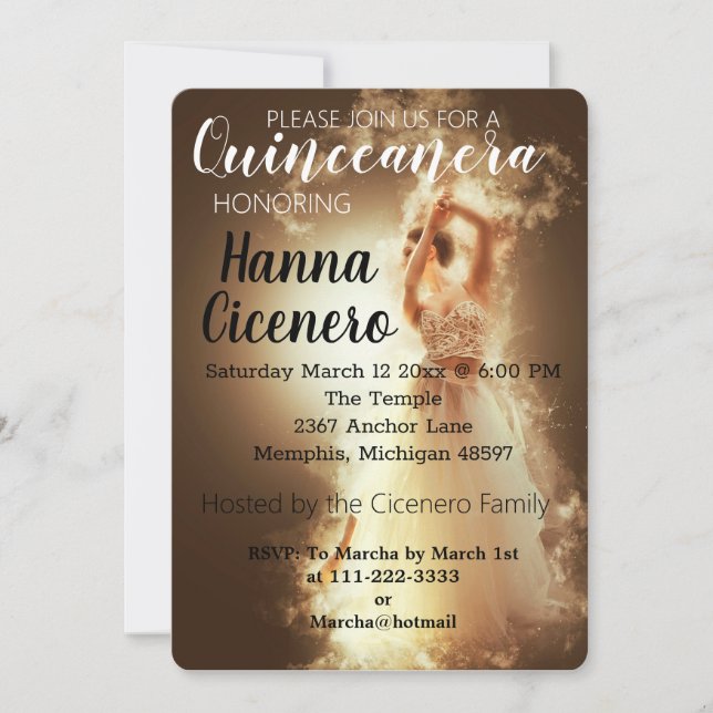 Tarjeta Festiva Quinceanera (Anverso)