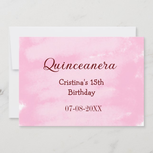 Tarjeta Festiva Quinceanera anos 15 años añadir textura de nombre (Anverso)