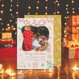 Tarjeta Festiva Quirky boho ilustracion de moda Navidades de fotos