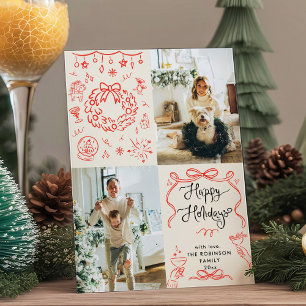 Tarjeta Festiva Quirky Boho mano con la mano dibujada hace arcos c