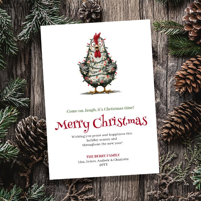 Tarjeta Festiva Quirky cartoon chicken Christmas greeting card (Quirky cartoon chickens Christmas greeting card

)