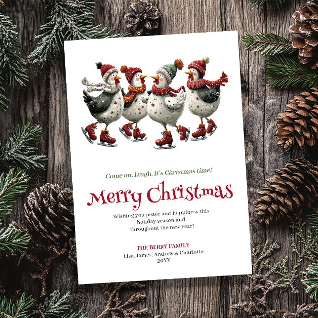 Tarjeta Festiva Quirky Chickens Holiday Greeting Editable Card (Quirky Chickens Holiday Greeting Editable Card)