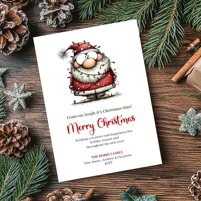 Tarjeta Festiva Quirky Santa Cartoon Festive Christmas Greeting (Quirky Santa Cartoon Festive Christmas Greeting)
