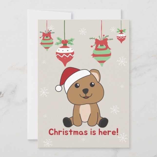 Tarjeta Festiva Quokka Christmas Snow Winter Animals Quokkas Holid (Anverso)