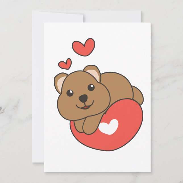 Tarjeta Festiva Quokka para el Día de San Valentín Animales Adorab (Anverso)