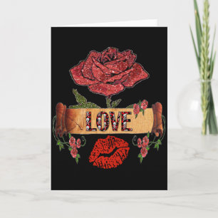 Tarjeta Festiva RAB Rockabilly San Valentín Rosas, Amor y Pintalab