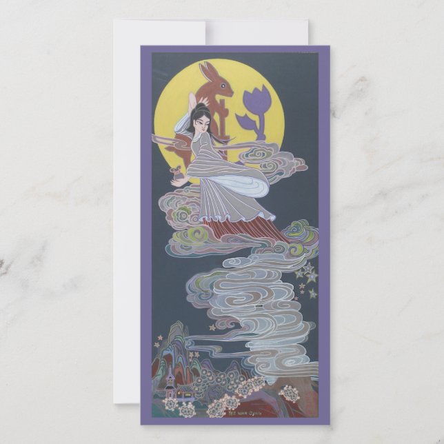 Tarjeta Festiva Rabbit and Moon Goddess (Anverso)