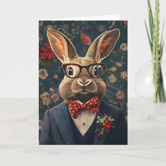 Tarjeta Festiva Rabbit Easter Elegant Funny (Anverso)
