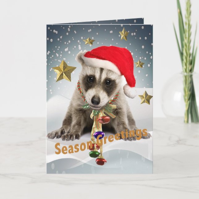 Tarjeta Festiva RACCOON BABY XMAS Season Greetings 2 (Anverso)