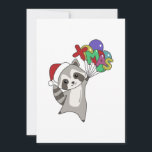 Tarjeta Festiva Raccoon Christmas Snow Winter Raccoons Adult Cloth<br><div class="desc">The raccoon for Christmas with Xmas balloons. Funny animals with gifts and snow for the holidays. Also funny for Christmas in July. Raccoons are cute animals and perfect for Christmas.</div>